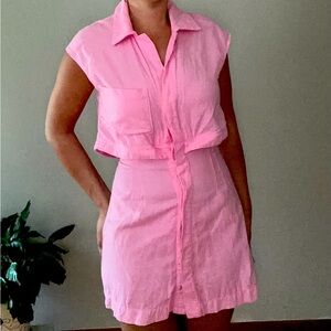 Zara pink linen mini dress